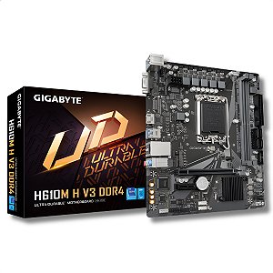 Placa-Mãe H610M-H, Gigabyte, Intel LGA1700, mATX, DDR4, M.2, NVMe, Gigalan, Preto - H610M H V3 DDR4