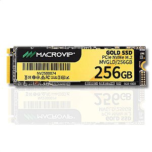 SSD NVMe, 256GB, Macrovip Gold, M.2 2280, Leitura: 2100MB/s, Gravação: 1500MB/s - MVGLD/256GB
