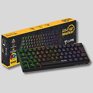 Teclado Mecânico Gamer 60%, Clanm WALKER V2 Night, RGB, USB, Switch Hot Swap Red, Preto