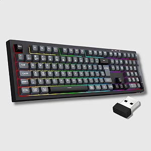 Teclado Sem Fio Membrana Gamer, Redragon CRUX PRO, RGB, 3-Modes, Anti-Ghosting, Preto - K518RGB-PRO-GB