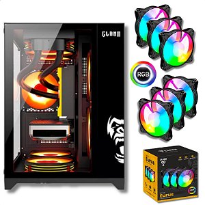 Gabinete Gamer Aquário Com 6 Fans, Clanm Grodd Night, Preto