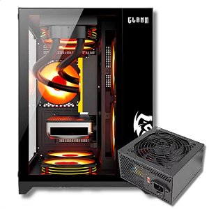 Gabinete Gamer Aquário, Clanm Grodd Night + Fonte 500W, Preto