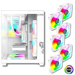 Gabinete Gamer Com 6 Fans, Clanm Snow, Micro-ATX/ITX, Branco