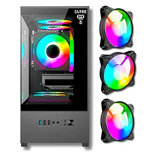 Gabinete Gamer Megalon, Mini-ITX/Micro-ATX, Com 3 Fans Preto