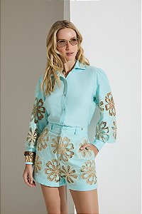 Conjunto Bordado Sunshine Azul Feminino