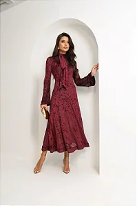 Vestido Veludo Gola Alta