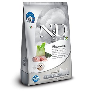 N&D White para Cães Adultos de Raças Mini e Pequenas Sabor Merluza, Spirulina e Erva Doce 7Kg