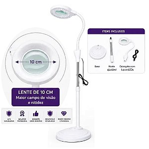 Lupa Luminaria LED Profissional 120 LEDs com Tripe e Zoom 5x - Bivolt