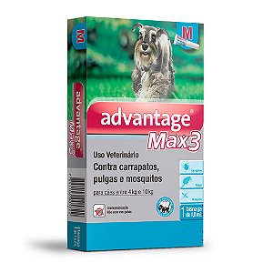 Antipulgas e Carrapatos Advantage Max 3 de 4 a 10 kg: Tripla Proteção com Ação Repelente