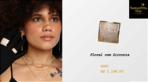 Anel Quadrado GG Cravejado