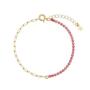 Pulseira Corrente e Riviera Rubelita PM094-O