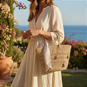 AMEI DE PAIXÃO - Bolsa Com Lenço e Enfeite de Concha