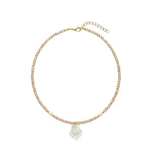 AMEI DE PAIXÃO - Colar Cristal de Perola Cultivada e Pingente de Concha Doce de Leite