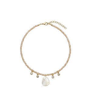 AMEI DE PAIXÃO - Colar Choker Cristal Pingente Gota Ponto de Luz Doce de Leite