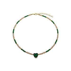 AMEI DE PAIXÃO - Colar Choker Cristal Com Esmeralda Translucida Verde