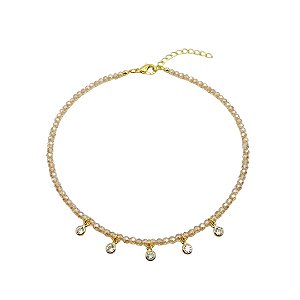 AMEI DE PAIXÃO - Colar Choker Cristal Ponto de Luz Doce de Leite