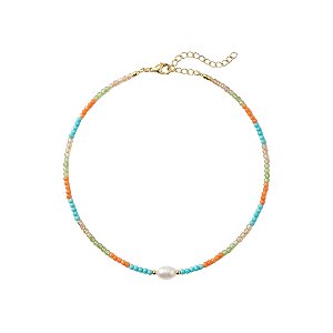 AMEI DE PAIXÃO - Colar Cristal Perola Cultivada Colorida