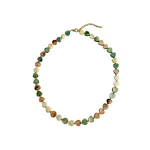 AMEI DE PAIXÃO - Colar Madre Perola Coração Verde e Marrom