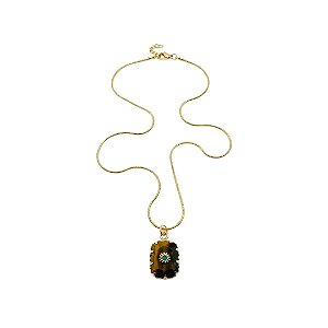 AMEI DE PAIXÃO - Corrente Folheada a Ouro 18k com Pingente de Pedra Natural Marrom