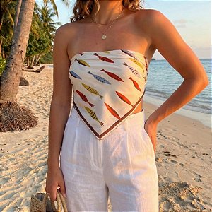 AMEI DE PAIXÃO - Lenço Branco Peixe