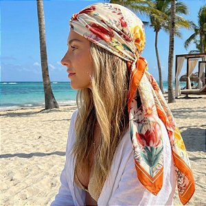 AMEI DE PAIXÃO - Lenço Tulipas Laranja