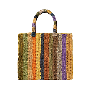 AMEI DE PAIXÃO - Bolsa de Ráfia Roxo e Amarelo