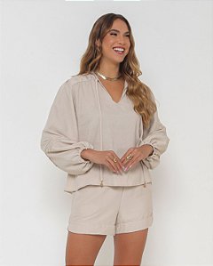 AMEI DE PAIXÃO - Bata Bege Tecido Suave
