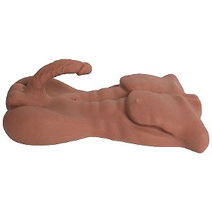 Corpo Masculino Marrom pênis avantajado Masturbador com prótese em Cyberskin