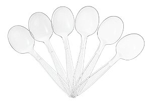 Colher De Sobremesa Cristal Descartável C/50 Para Festa