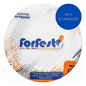 Prato Descartável PR 21cm Forfest