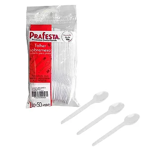 Colher De Sobremesa Descartável Branca Prafesta