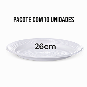 Prato Descartável Branco 26 cm