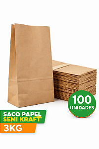Saco De Papel Semi Kraft 3Kg C/100 Unidades