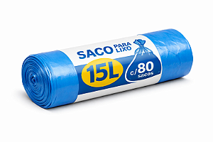 Saco de Lixo Azul 15 Litros (Rolo C/80 unidades)