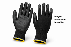 Luva Tricotado Pu Preta Nylon Revestida 9 G