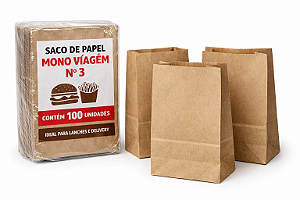 Saco de Papel Mono Viagem Nº 3 C/100