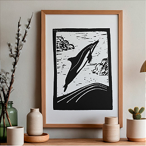 Golfinho Rotador Linogravura A4