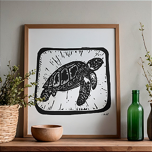 Tartaruga de Pente Linogravura A4