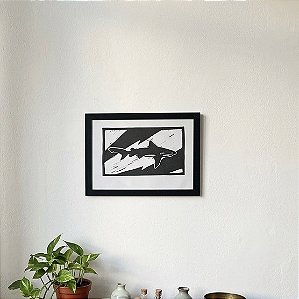 Tubarão Cabeça Chata Linogravura A4