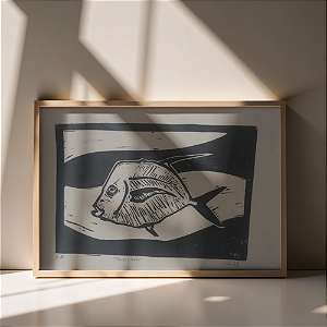 Linogravura Peixe Galo A4 por Uilo Andrade