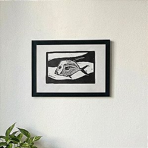 Linogravura Peixe Galo A4 por Uilo Andrade