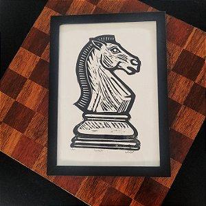 Cavalo Peça de Xadrez Gravura A4