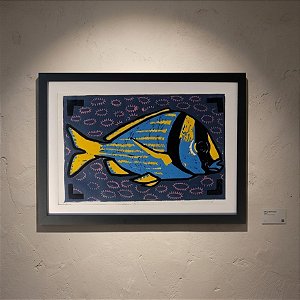 Salema Azul Policromática Linogravura A3