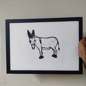 Quadro Linogravura Cor de Burro Quando Foge A3