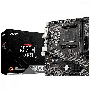 Placa Mãe MSI A520M-A PRO AM4 mATX 2xDDR4