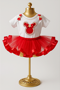 Body Ratinha Minnie Vermelho/Rosa - Personalizado (P ao GG)