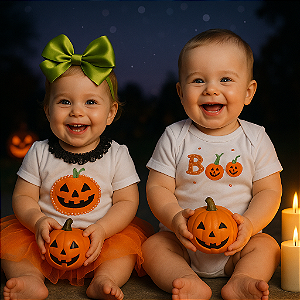 Body Bebê Halloween Aboboramenino menina - Personalizado (P ao GG)