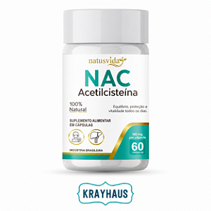NAC Acetilcisteína - 500 mg - 60 caps - Natusvida