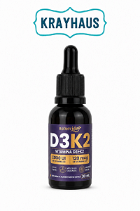 D3 e K2 Vitamina - 2000 UI - 120 MCG - 30 ml gotas - NatusVida