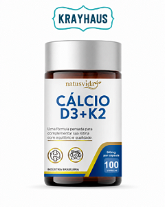 Cálcio D3 + Vitamina K2 NatusVida – 500 mg | 100 cápsulas